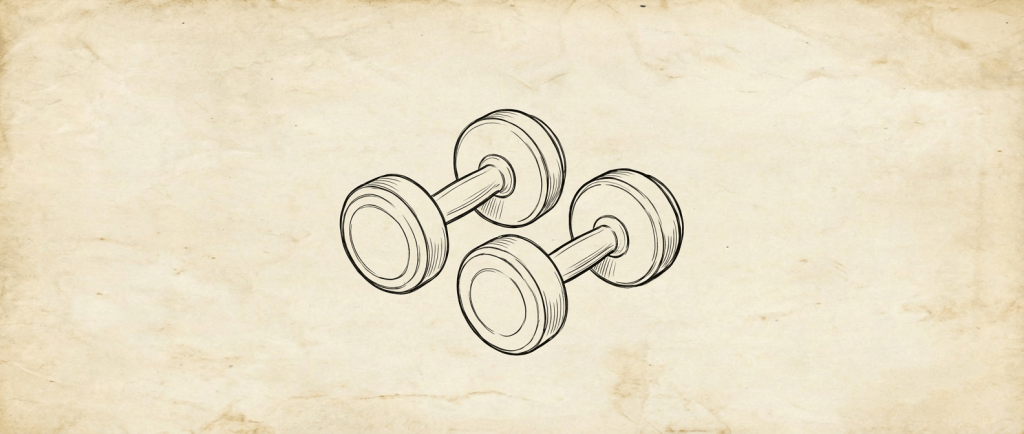 Sketch of gym workouts with text 'SIMPLE STRENGTH GYM EST. 2023'.